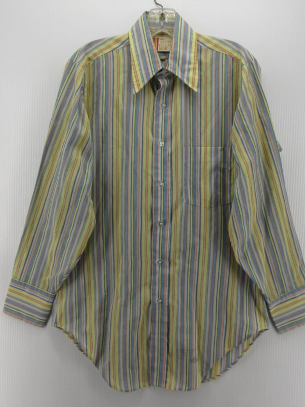 VINTAGE Arrow Shirt 14 1/2 Sanforized 70s Disco Leisure Dagger Collar *